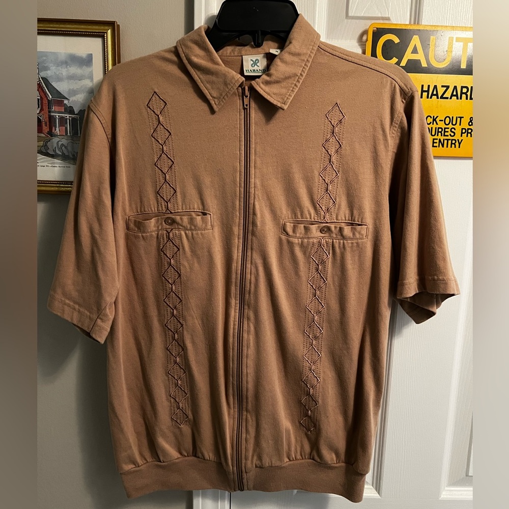 Vintage Haband full zip short sleeve sweater, medium